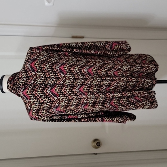 Chico's Travelers Size 2 (L-12) Multi-Color Open Cardigan Long Sleeve Slinky - Picture 4 of 8